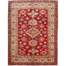 Tappeto Kazak Fine Pakistan Geometrico Rosso Rubino Crema Av