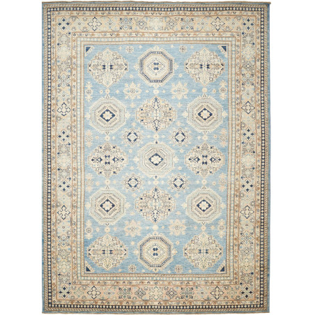 Tappeto Kazak Fine Pakistan Cornice Blu Cielo Crema Beige Bl