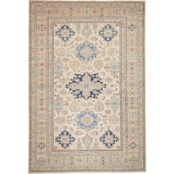 Tappeto Kazak Fine Pakistan Geometrico Beige Crema Blu Notte