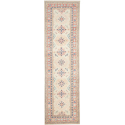 Tappeto Kazak Afghanistan Astratto Beige Blu Scuro Rosa Anti