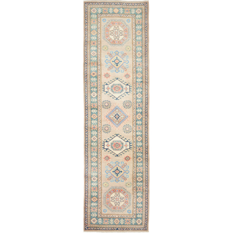 Tappeto Kazak Afghanistan Astratto Beige Turchese Blu Rosa G