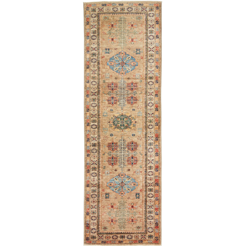 Tappeto Kazak Fine Pakistan Cornice Sabbia Beige Blu Cielo R