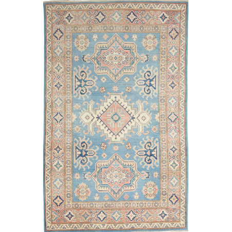 Tappeto Kazak Afghanistan Geometrico Blu Cielo Rosa Cipria A