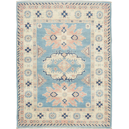Tappeto Kazak Afghanistan Geometrico Azzurro Crema Rosa Chia