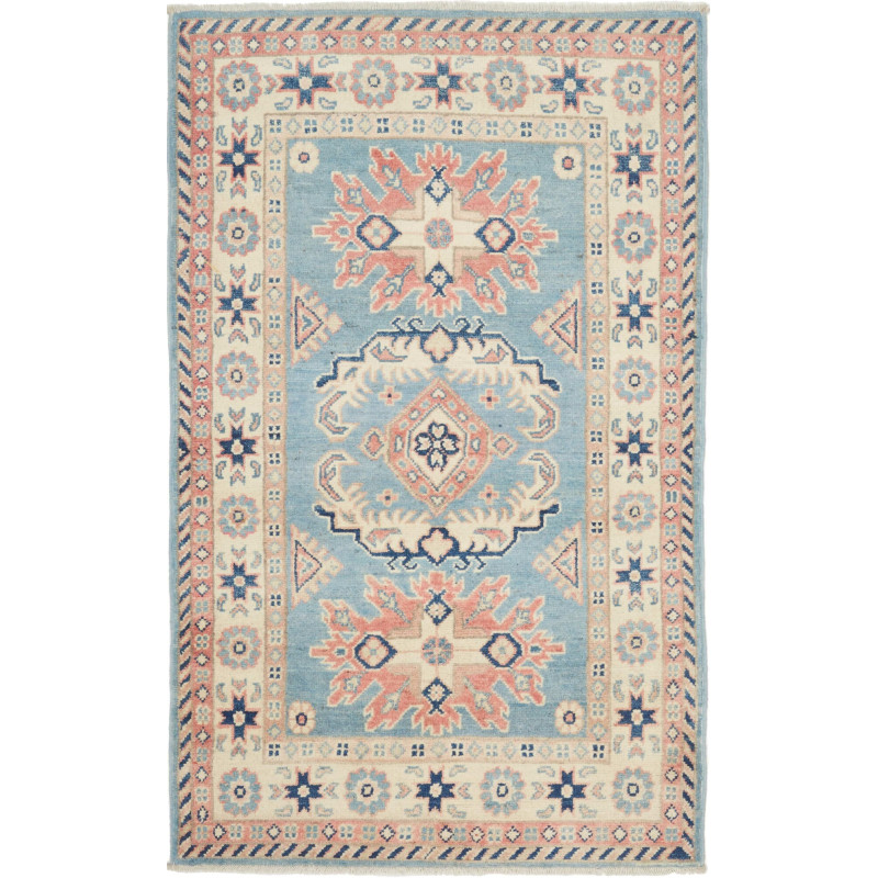Tappeto Kazak Afghanistan Geometrico Azzurro Cielo Terracott