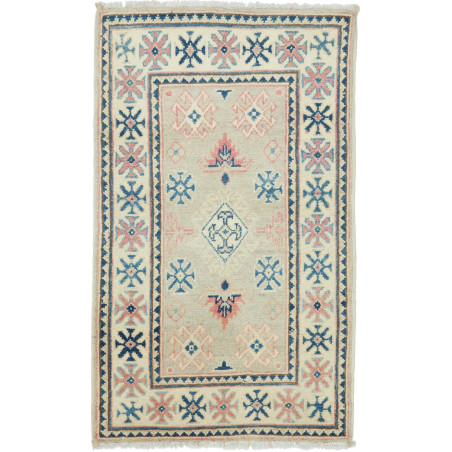 Tappeto Kazak Afghanistan Geometrico Beige Grigio Crema Blu