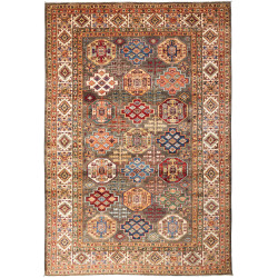 Tappeto Kazak Fine Pakistan Geometrico Grigio Marrone Terrac