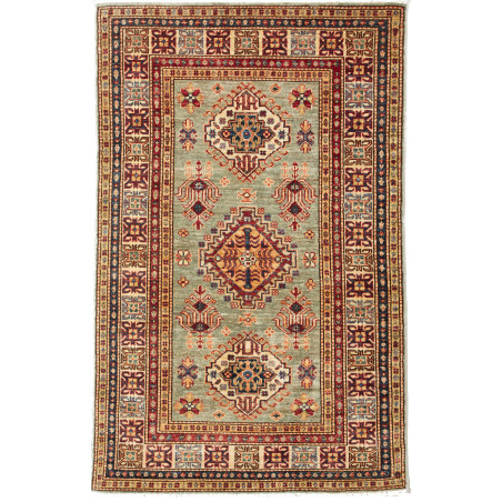 Tappeto Kazak Fine Pakistan Floreale Verde Salvia Bordeaux C