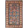 Tappeto Kazak Fine Pakistan Medaglione Blu Rosso Crema Oro M