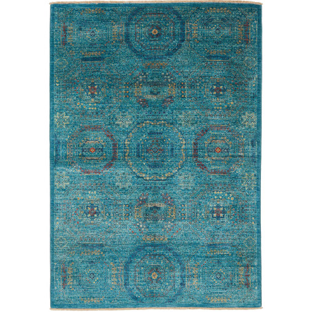 Tappeto Mamlouk Pakistan Astratto Turchese Blu 123x178 Cm