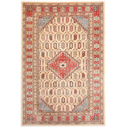 Tappeto Kazak Fine Pakistan Geometrico Crema Rosso Blu Nero