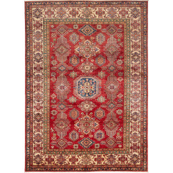 Tappeto Kazak Fine Pakistan Geometrico Rosso Bordeaux Beige