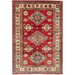 Tappeto Kazak Fine Pakistan Astratto Rosso Scarlatto Blu Int
