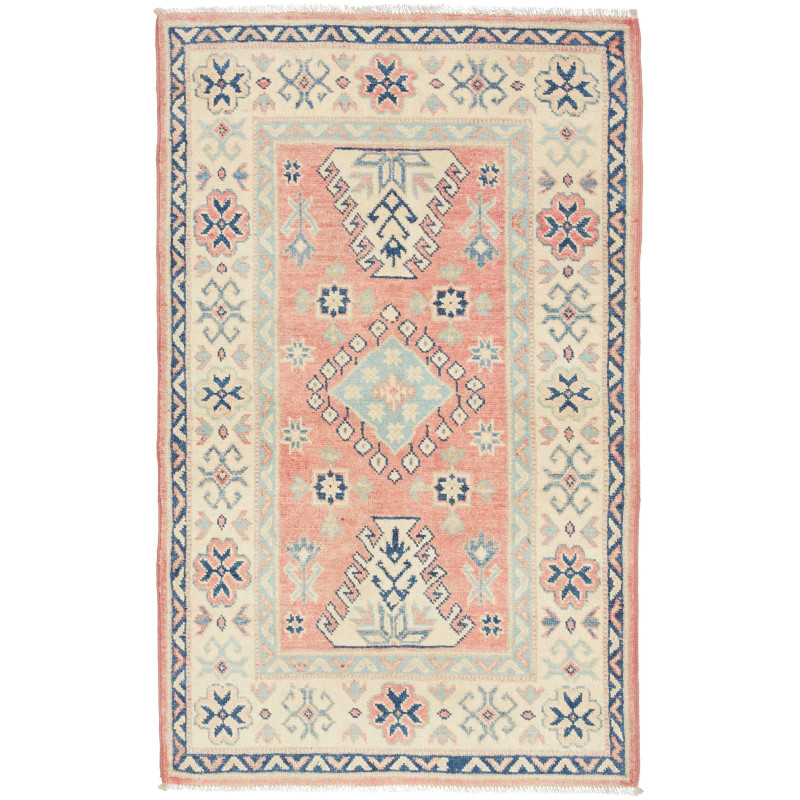 Tappeto Kazak Afghanistan Medaglione Corallo Tenue Terracott