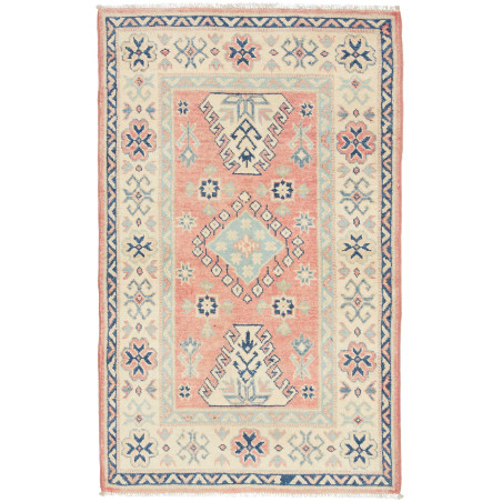 Tappeto Kazak Afghanistan Medaglione Corallo Tenue Terracott