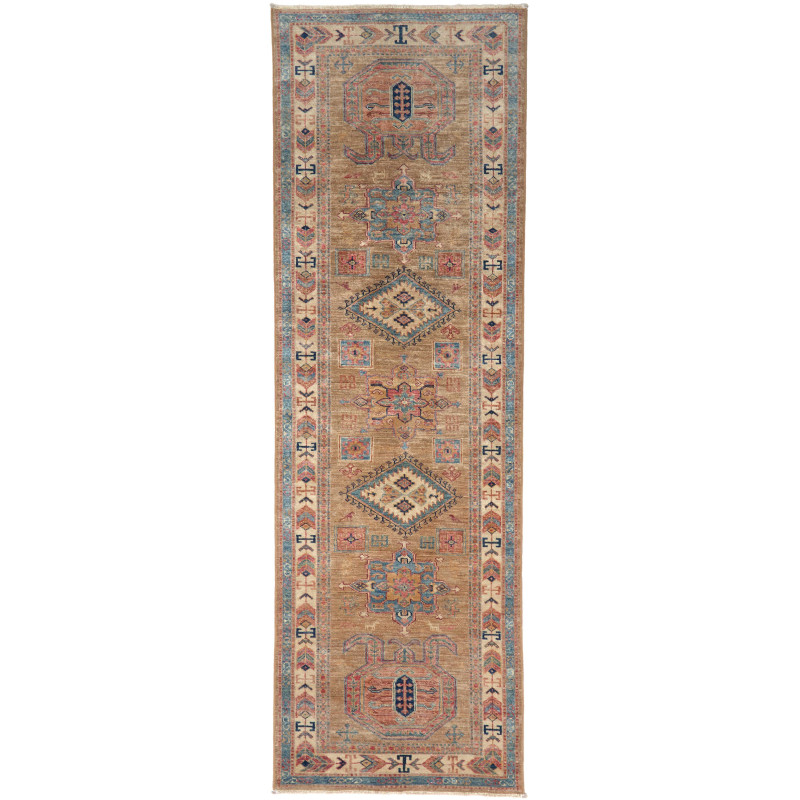Tappeto Kazak Fine Pakistan Astratto Marrone Blu Terracotta