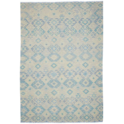 Tappeto Kilim Afghanistan Geometrico Bianco Panna Azzurro Bl