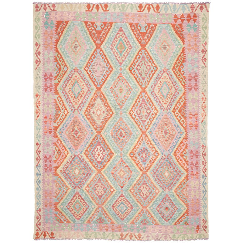 Tappeto Kilim Afghanistan Astratto Arancione Corallo Pastell