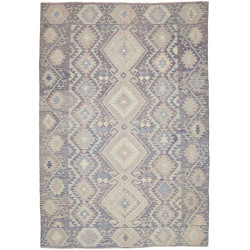 Tappeto Kilim Afghanistan Astratto Viola Grigio Azzurro Beig