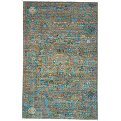 Tappeto Mamlouk Pakistan Geometrico Verde Petrolio Blu Acqua