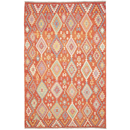 Tappeto Kilim Afghanistan Astratto Arancione Terracotta Azzu