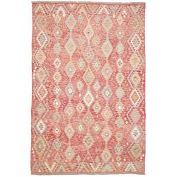 Tappeto Kilim Afghanistan Astratto Rosso Terracotta Arancio