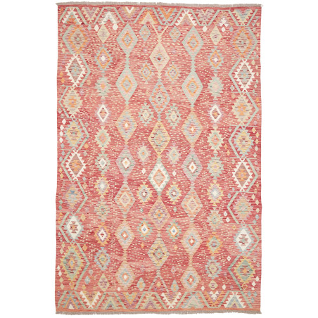 Tappeto Kilim Afghanistan Astratto Rosso Terracotta Arancio