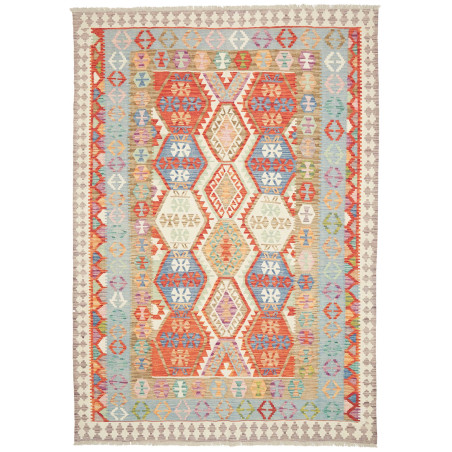 Tappeto Kilim Afghanistan Astratto Arancio Terracotta Azzurr