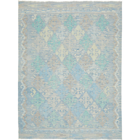 Tappeto Kilim Afghanistan Astratto Azzurro Pastello Beige Cr