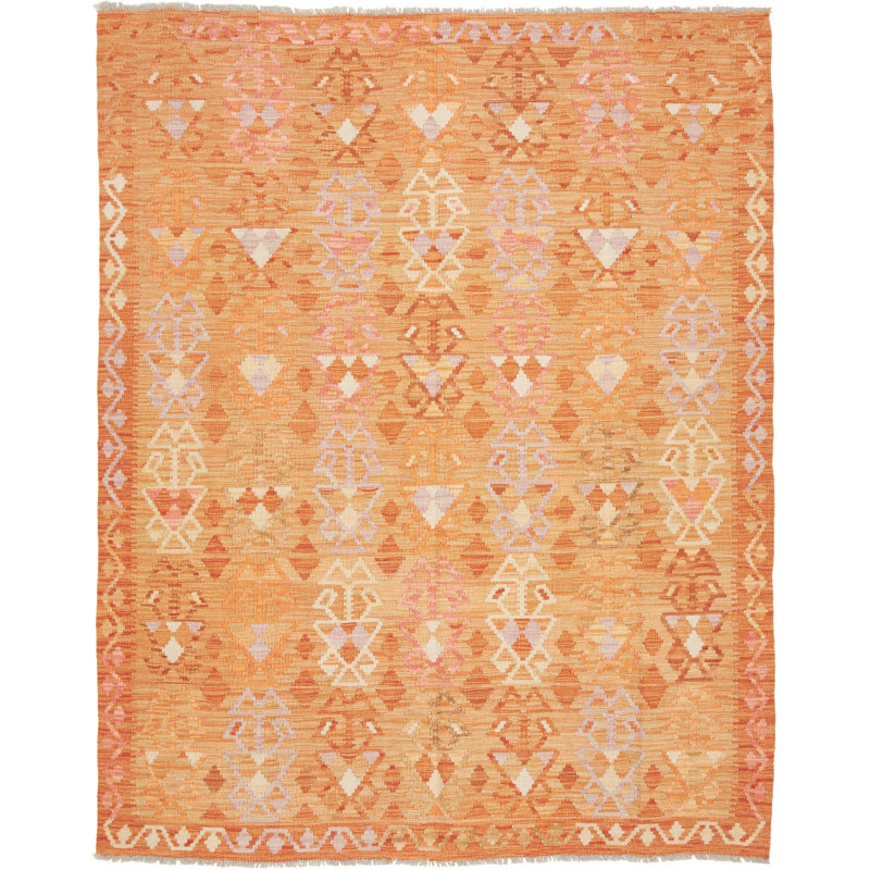 Tappeto Kilim Afghanistan Geometrico Arancione Pesca Rosa La