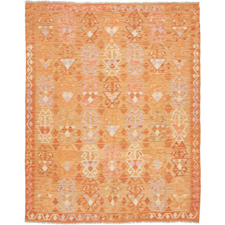 Tappeto Kilim Afghanistan Geometrico Arancione Pesca Rosa La