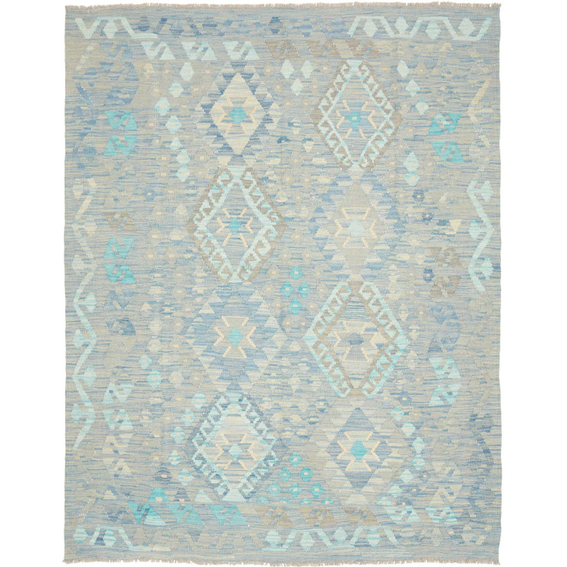 Tappeto Kilim Afghanistan Astratto Grigio Azzurro Turchese B