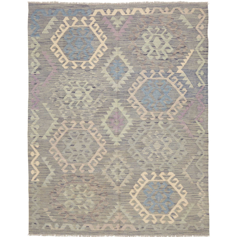 Tappeto Kilim Afghanistan Astratto Grigio Blu Celeste Lavand