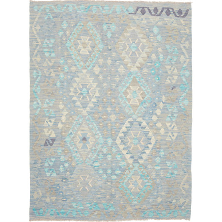 Tappeto Kilim Afghanistan Astratto Azzurro Grigio Turchese B