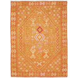 Tappeto Kilim Afghanistan Geometrico Arancione Giallo Crema