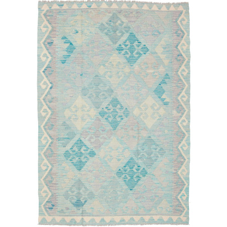 Tappeto Kilim Afghanistan Astratto Blu Chiaro Acquamarina Cr