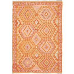 Tappeto Kilim Afghanistan Geometrico Arancio Mandarino Rosa