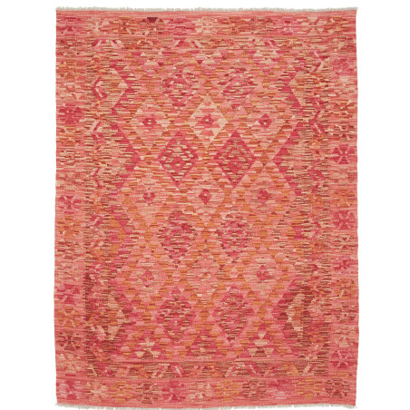 Tappeto Kilim Afghanistan Geometrico Rosa Arancio Corallo Cr