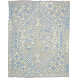 Tappeto Kilim Afghanistan Astratto Azzurro Crema Grigio Blu