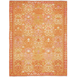 Tappeto Kilim Afghanistan Geometrico Arancione Rosa Crema Gi