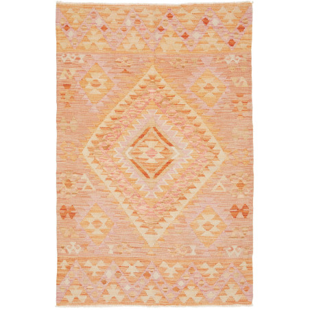 Tappeto Kilim Afghanistan Geometrico Pesca Arancio Crema Ros