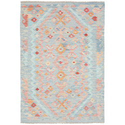 Tappeto Kilim Afghanistan Astratto Celeste Pesca Corallo 104