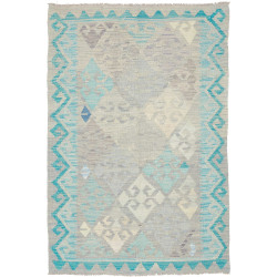 Tappeto Kilim Afghanistan Geometrico Grigio Chiaro Beige Tur
