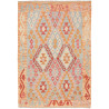 Tappeto Kilim Afghanistan Geometrico Azzurro Pastello Salmon