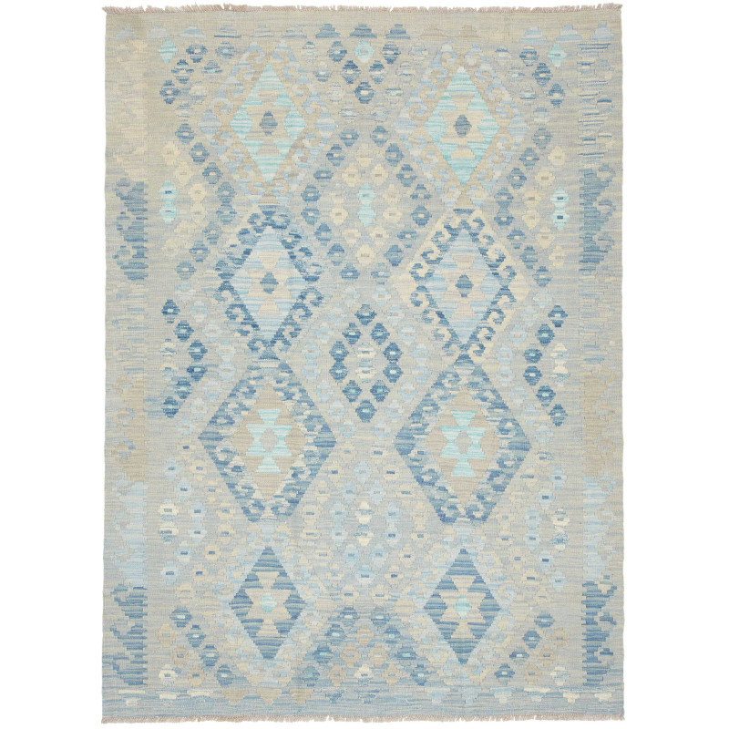Tappeto Kilim Afghanistan Astratto Blu Vario Azzurro Celeste