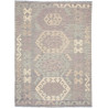 Tappeto Kilim Afghanistan Astratto Grigio Lilla Crema Verde