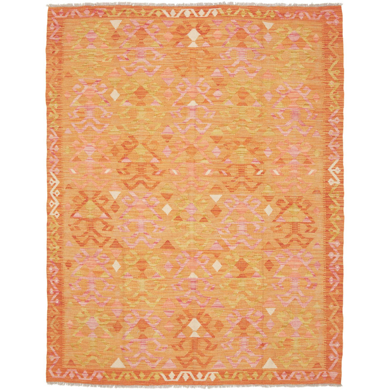Tappeto Kilim Afghanistan Astratto Arancio Pesca Corallo Ros