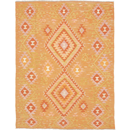 Tappeto Kilim Afghanistan Astratto Arancio Pesca Giallo Bian