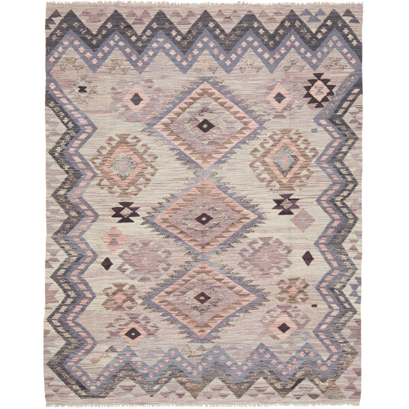 Tappeto Kilim Afghanistan Geometrico Beige Grigio Lavanda Li