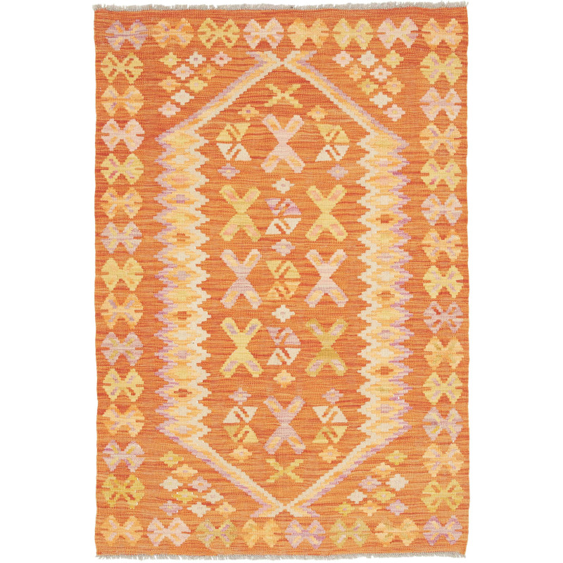 Tappeto Kilim Afghanistan Geometrico Arancione Terracotta Gi